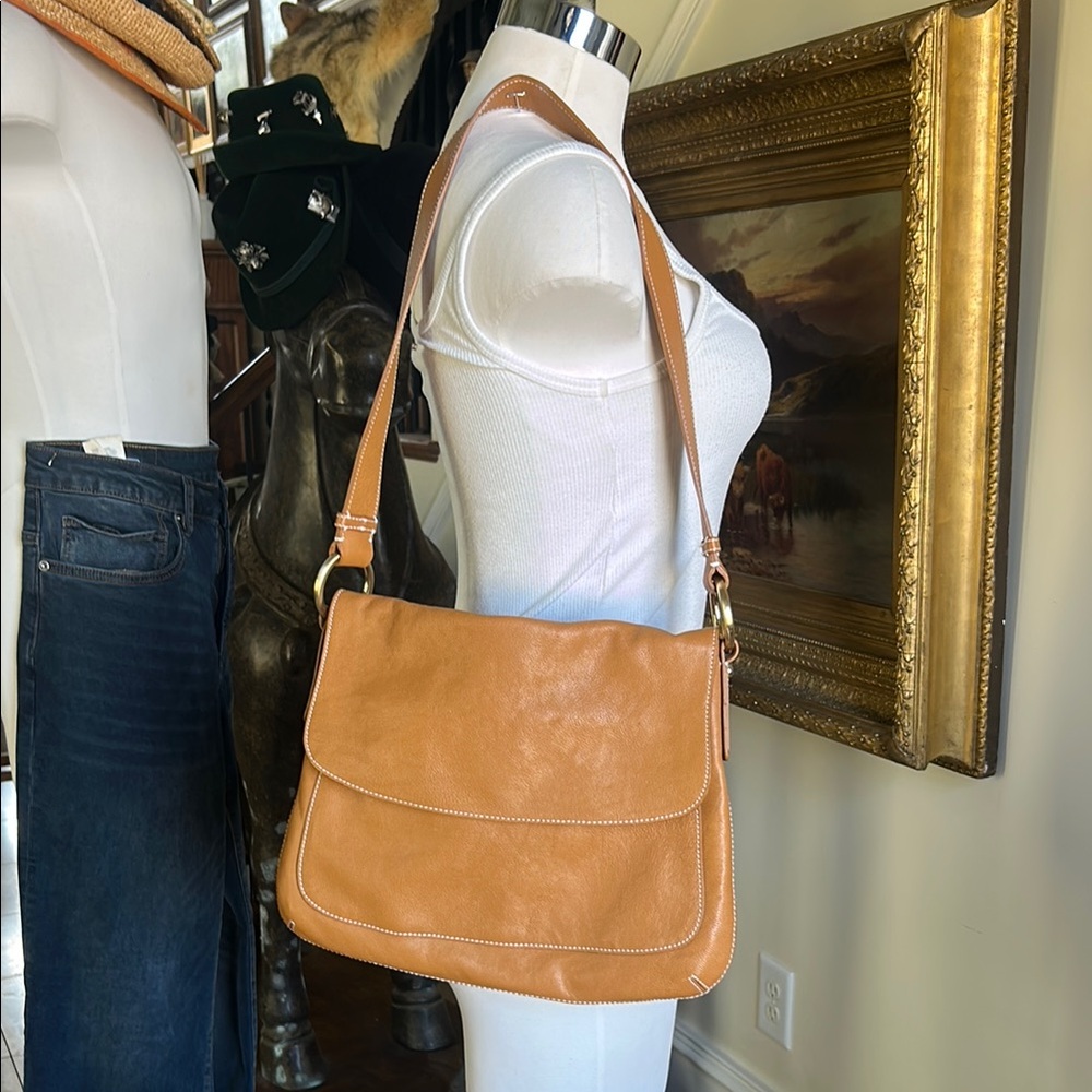 Talbots Tan Leather Shoulder Bag EUC